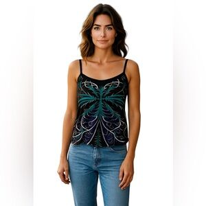 Pretty Tanktini Top in Black, Teal, Purple and White, size 2XL, EUC